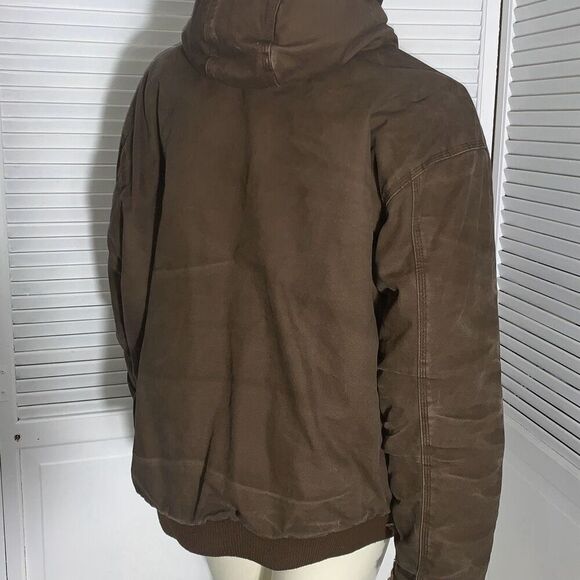 Vintage Thrashed Distressed Craftsman Tan Active Hoodie Workwear Jacket XL - Picture 4 of 13